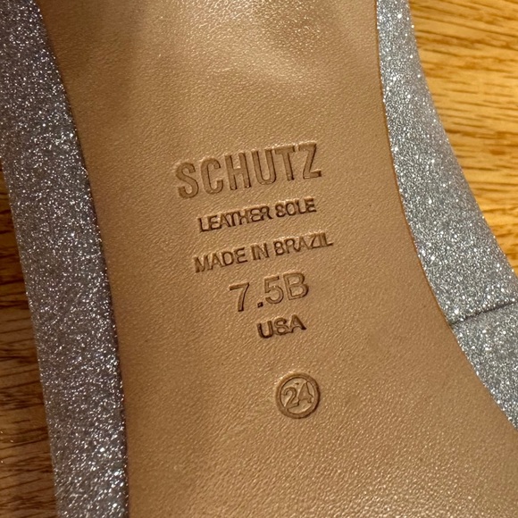 Schutz Meisho Glam Glitter Silver Pointed Toe Stiletto Heel - Picture 7 of 8